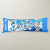 Reuzenkerstkussen winter wonderland sneeuwpoppen lichaamskussen (Voorkant)