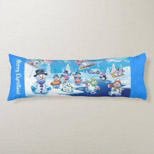 Reuzenkerstkussen winter wonderland sneeuwpoppen lichaamskussen