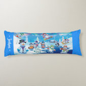 Reuzenkerstkussen winter wonderland sneeuwpoppen lichaamskussen (Achterkant)