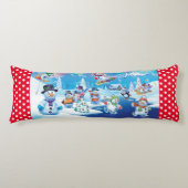 Reuzenkerstkussen winter wonderland sneeuwpoppen lichaamskussen (Voorkant)