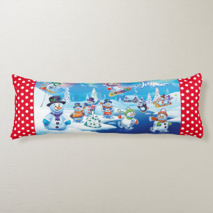 Reuzenkerstkussen winter wonderland sneeuwpoppen lichaamskussen