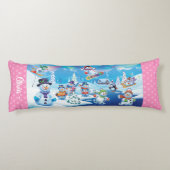 Reuzenkerstkussen winter wonderland sneeuwpoppen lichaamskussen (Achterkant)