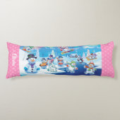 Reuzenkerstkussen winter wonderland sneeuwpoppen lichaamskussen (Voorkant)