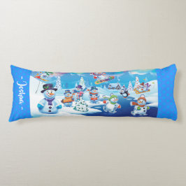 Reuzenkerstkussen winter wonderland sneeuwpoppen lichaamskussen