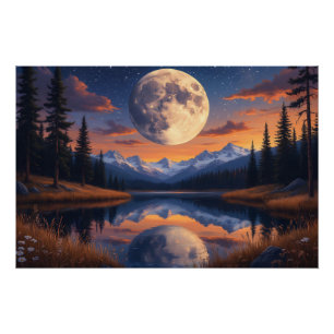Reuzenmaan: Nachtelijke weerspiegelingen Perfect Poster