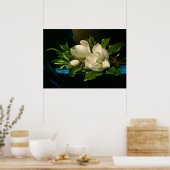 Reuzenmagnolia op een blauwe fluwelen doek poster (Keuken)