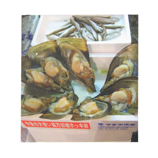 Reuzenmosselen Tsukiji vismarkt, Tokio, Japan Notitieblok (Voorkant)
