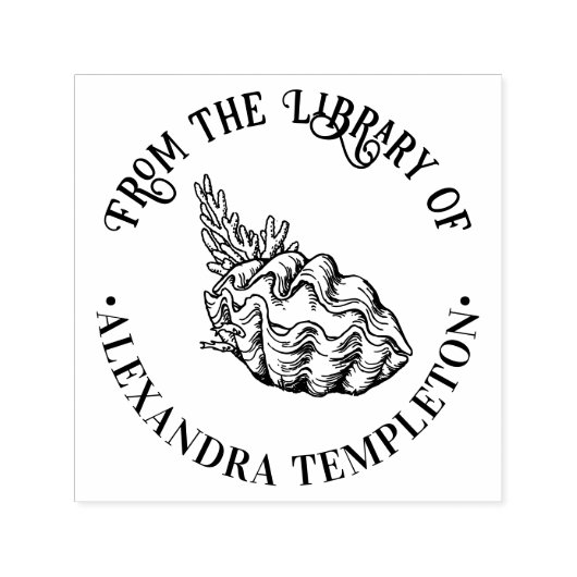 Reuzenmosselschelp en Koraal Bibliotheek Boeknaam Zelfinktende Stempel (Design)
