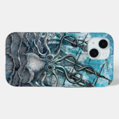 Reuzenoctopus Blauwe Zeemonster Zeilboot  Case-Mate iPhone Case (Achterkant (horizontaal))