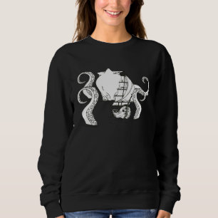 Reuzenoctopus Vintage Kraken Zeilende Inktvis Trui