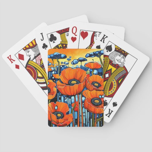 Reuzenoranje klaprozen 2 pokerkaarten (Achterkant)