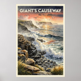 Reuzenpad Noord-Ierland Retro Reis Poster