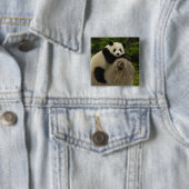 Reuzenpanda baby vierkante button 5,1 cm (In situ)