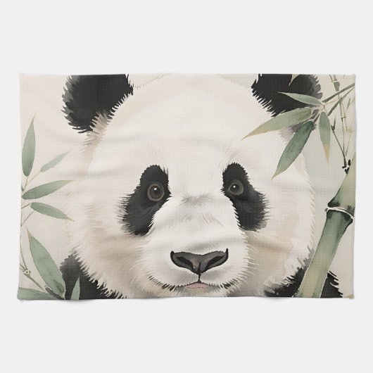 Reuzenpanda Bamboe Portret Theedoek (Horizontaal)