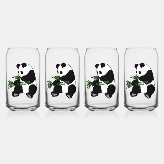 Reuzenpanda Eet Bamboe Blikvorm Glas (Voorkant)