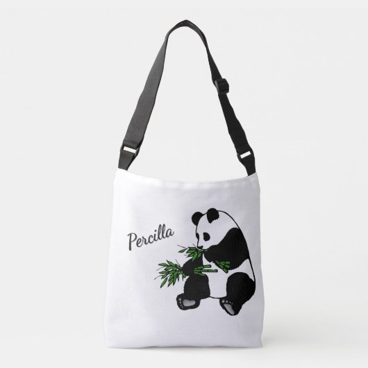 Reuzenpanda Eet Bamboe Naam Crossbody Tas (Voorkant)