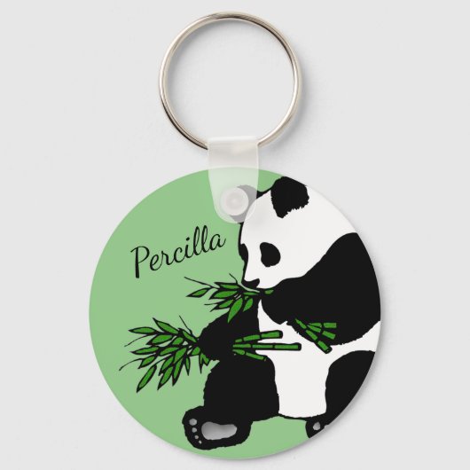 Reuzenpanda Eet Bamboe Naam Sleutelhanger (Voorkant)