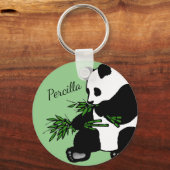 Reuzenpanda Eet Bamboe Naam Sleutelhanger (Voorkant)