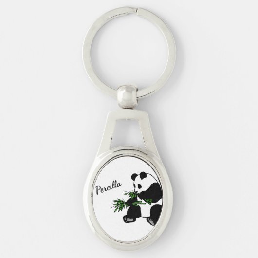 Reuzenpanda Eet Bamboe Naam Sleutelhanger (Voorkant)
