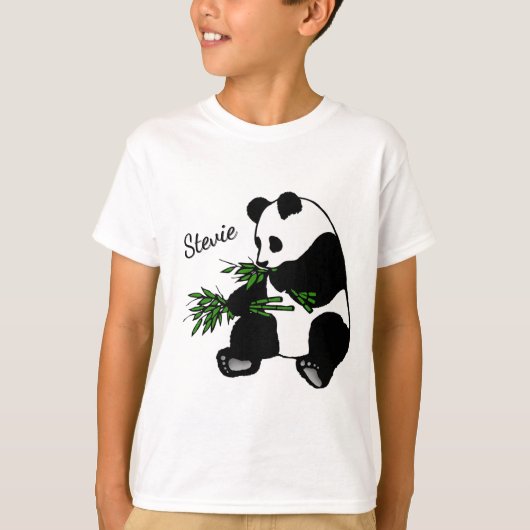 Reuzenpanda Eet Bamboe Naam T-shirt (Voorkant)