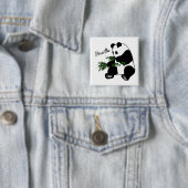 Reuzenpanda Eet Bamboe Naam Vierkante Button 5,1 Cm (In situ)