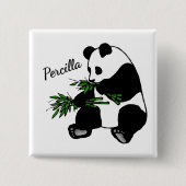 Reuzenpanda Eet Bamboe Naam Vierkante Button 5,1 Cm (Voorkant)