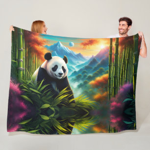 Reuzenpanda in Bamboebos Fleece Deken