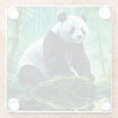 Reuzenpanda in Bamboebos Glazen Onderzetter (Achterkant)