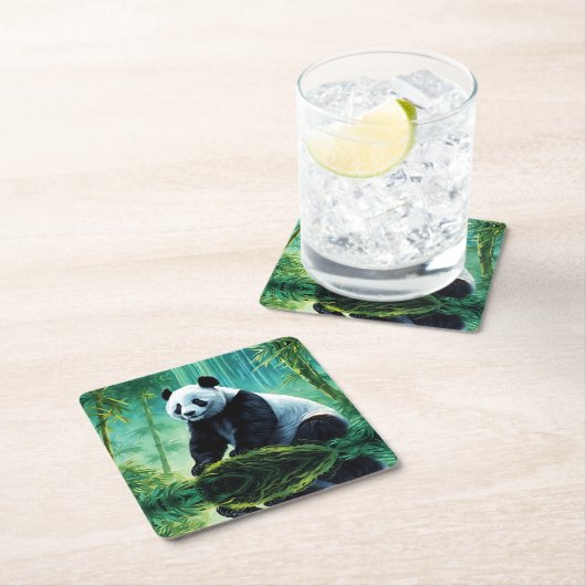 Reuzenpanda in Bamboebos Kartonnen Onderzetters (Insitu)