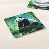 Reuzenpanda in Bamboebos Kartonnen Onderzetters (Schuin)