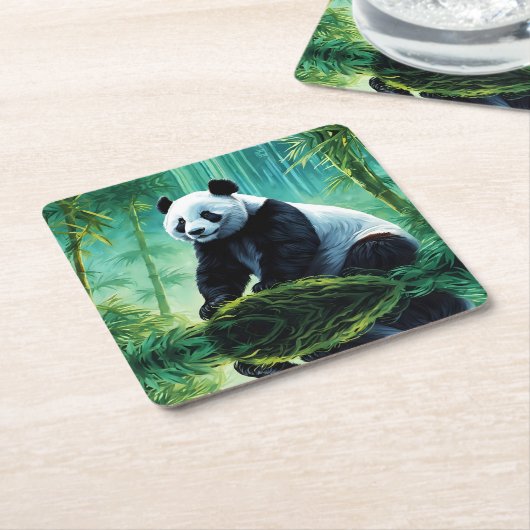 Reuzenpanda in Bamboebos Kartonnen Onderzetters (Schuin)