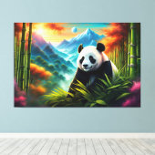 Reuzenpanda in Bamboebos op Berg Canvas Afdruk (Insitu (Houten vloer))