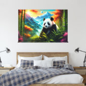 Reuzenpanda in Bamboebos op Berg Canvas Afdruk (Insitu (Slaapkamer))