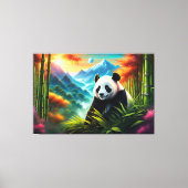 Reuzenpanda in Bamboebos op Berg Canvas Afdruk (Voorkant)