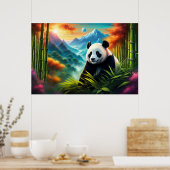 Reuzenpanda in Bamboebos op Berg Poster (Keuken)