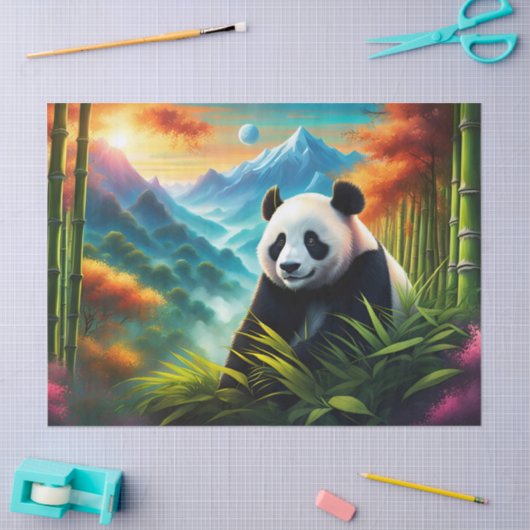 Reuzenpanda in Bamboebos op Berg Tissuepapier (Craft)