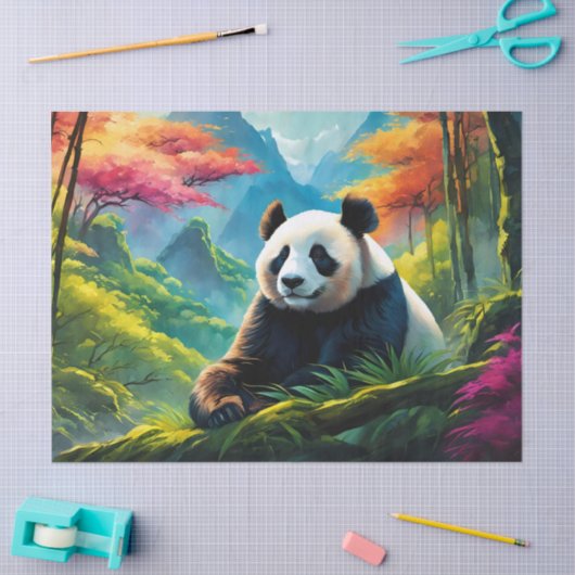 Reuzenpanda in Bamboebos op Berg Tissuepapier (Craft)