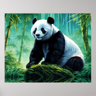 Reuzenpanda in Bamboebos Poster