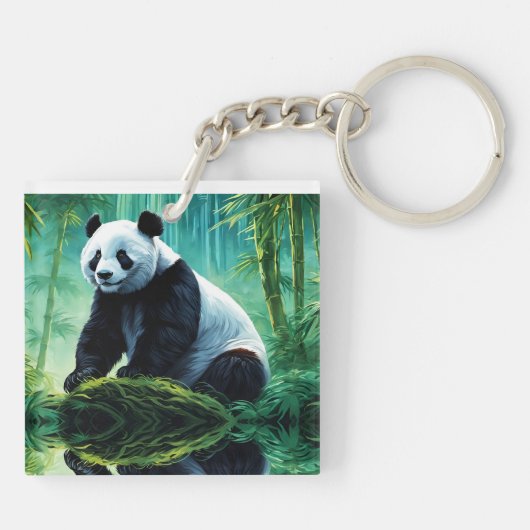Reuzenpanda in Bamboebos Sleutelhanger (Achterkant)