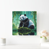 Reuzenpanda in Bamboebos Vierkante Klok (Huis)