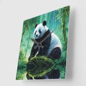 Reuzenpanda in Bamboebos Vierkante Klok (Hoek)