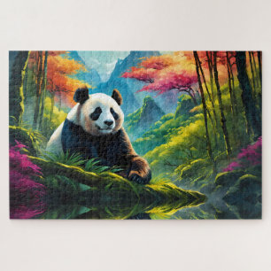 Reuzenpanda in kleurrijk Bamboebos op Berg Legpuzzel
