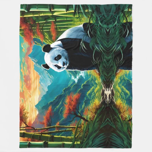 Reuzenpanda in kleurrijk berg bamboe bos fleece deken (Voorkant)