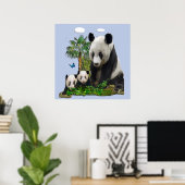 Reuzenpanda met welpen poster (Thuiskantoor)