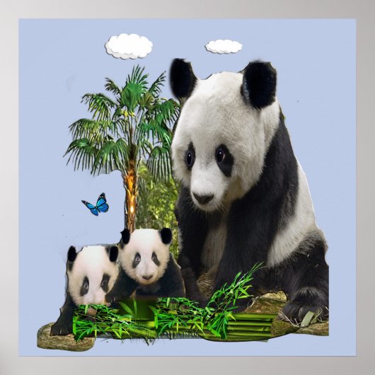Reuzenpanda met welpen poster (Voorkant)