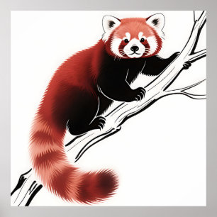 Reuzenpanda op tak hoog in de boom poster