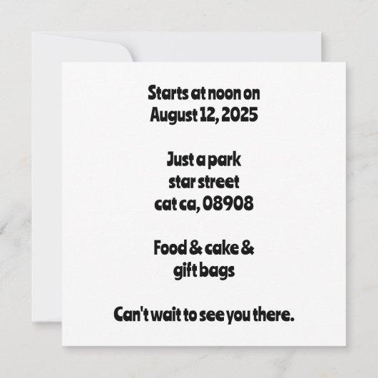 Reuzenpanda zittend in het pet van zijn verjaardag kaart (Achterkant)