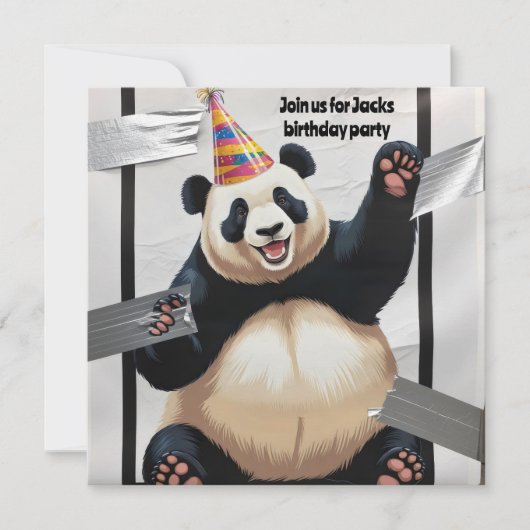 Reuzenpanda zittend in het pet van zijn verjaardag kaart (Voorkant)