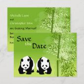 Reuzenpanda's en bamboe bruiloft save the date kaart (Voorkant / Achterkant)