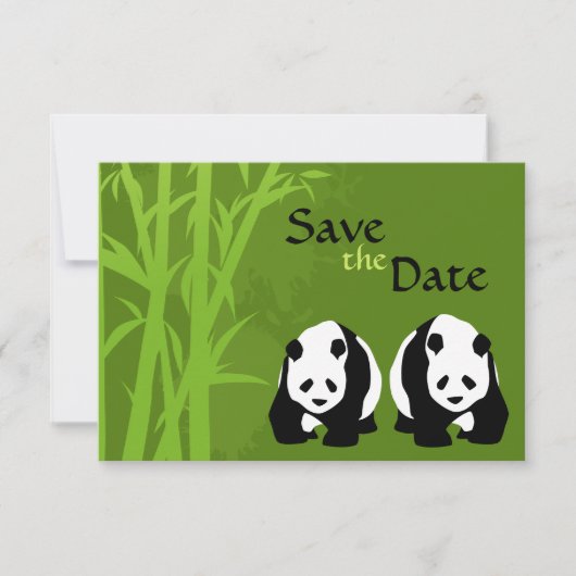Reuzenpanda's en Bamboe Bruiloft Save the Date Kaart (Voorkant)